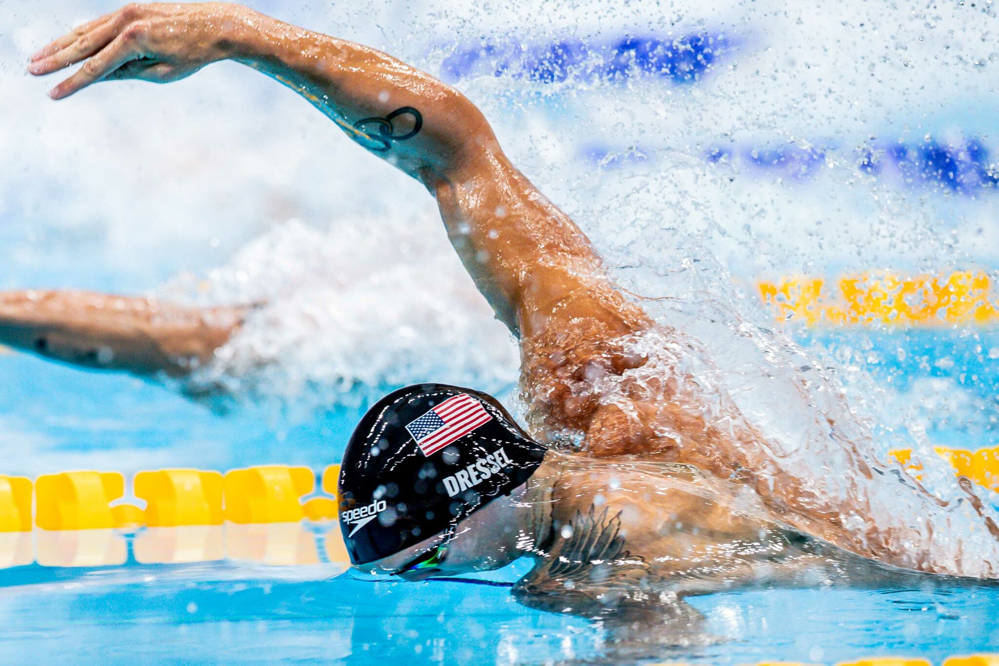 Caeleb Dressel sprinting freestyle in race conditions